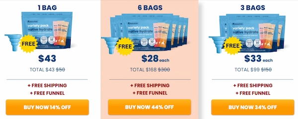 NativePath Hydrate Stick Packs Pricing Details